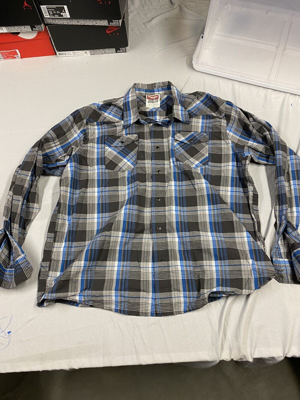 Wrangler Jeans Pearl Snap Mens 2XL Multicolor Plaid LS Button Down Western Shirt